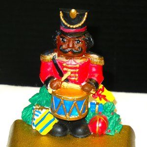 Vintage African American Toy Soldier Drummer Christmas Stocking Holder Hanger